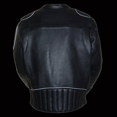 Milwaukee Leather LKM1705 Men's Black Side Stretch Vented Black Leather Scooter Jacket