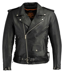 Milwaukee Leather LKM1711 Men's Leather Black Classic Side Lace Police Style Jacket