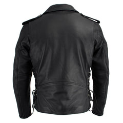 Milwaukee Leather LKM1711 Men's Leather Black Classic Side Lace Police Style Jacket