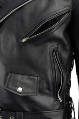 Milwaukee Leather LKM1711 Men's Leather Black Classic Side Lace Police Style Jacket