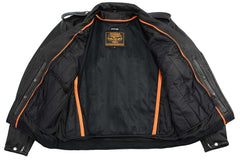 Milwaukee Leather LKM1711 Men's Leather Black Classic Side Lace Police Style Jacket