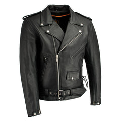 Milwaukee Leather LKM1711 Men's Leather Black Classic Side Lace Police Style Jacket