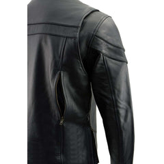 Milwaukee Leather LKM1725 Men's Black Sporty Crossover Scooter Leather Jacket