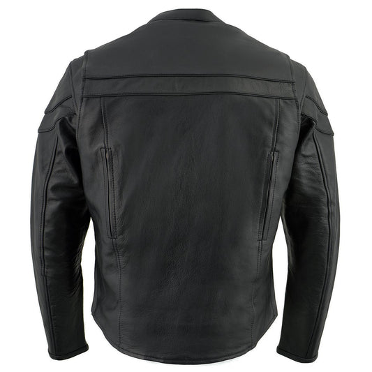 Milwaukee Leather LKM1725 Men's Black Sporty Crossover Scooter Leather Jacket