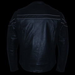 Milwaukee Leather LKM1725 Men's Black Sporty Crossover Scooter Leather Jacket