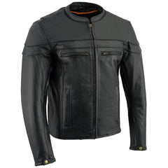 Milwaukee Leather LKM1725 Men's Black Sporty Crossover Scooter Leather Jacket