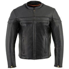 Milwaukee Leather LKM1725 Men's Black Sporty Crossover Scooter Leather Jacket