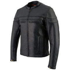 Milwaukee Leather LKM1725 Men's Black Sporty Crossover Scooter Leather Jacket