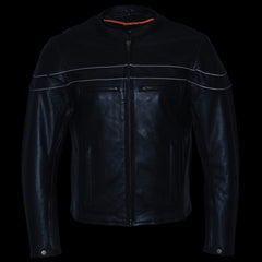 Milwaukee Leather LKM1725 Men's Black Sporty Crossover Scooter Leather Jacket