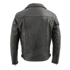 Milwaukee Leather LKM1760 Men's Black Leather Motorcycle Riders Jacket with Multi-Utility Pockets