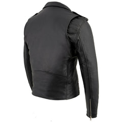 Milwaukee Leather LKM1781 Men's The Legend Classic Brando Black Premium Leather Motorcycle Jacket w/ Quilted Liner