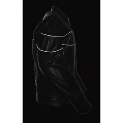 Milwaukee Leather SH1785 Men's Black Leather Jacket with Side Stretch and Reflective Piping