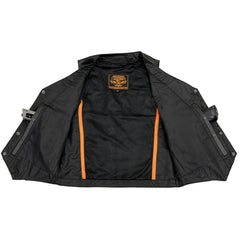 Milwaukee Leather LKM3702 Men's Black Western Style Leather Motorccycle Vest with Buffalo Snaps