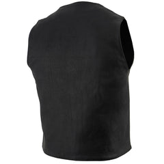 Milwaukee Leather LKM3700 Men's Classic Black Leather Motorcycle Rider Vest w/ Buffalo Nickel Snaps Closure
