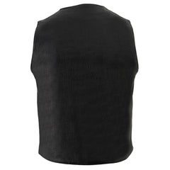 Milwaukee Leather LKM3700 Men's Classic Black Leather Motorcycle Rider Vest w/ Buffalo Nickel Snaps Closure