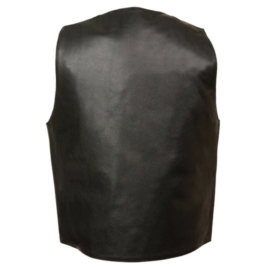 Milwaukee Leather LKM3700 Men's Classic Black Leather Motorcycle Rider Vest w/ Buffalo Nickel Snaps Closure