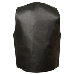 Milwaukee Leather LKM3700 Men's Classic Black Leather Motorcycle Rider Vest w/ Buffalo Nickel Snaps Closure