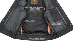 Milwaukee Leather LKM3710 Men's Black Club Style Motorcycle Biker Leather Vest with Open Neck