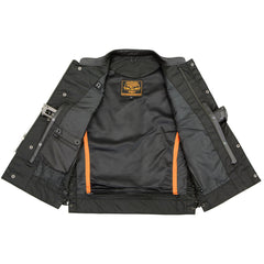 Milwaukee Leather LKM3712 Men's Side Lace Front Snap and Zipper Leather Club Vest