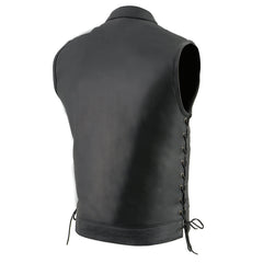 Milwaukee Leather LKM3712 Men's Side Lace Front Snap and Zipper Leather Club Vest
