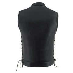 Milwaukee Leather LKM3712 Men's Side Lace Front Snap and Zipper Leather Club Vest