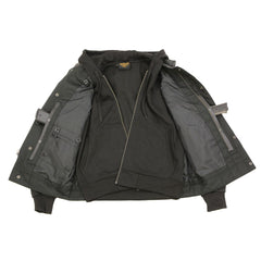 Milwaukee Leather LKM3714 Men's Black Leather Club Style Vest with Full Sleeve Hoodie and Quick Draw Pocket