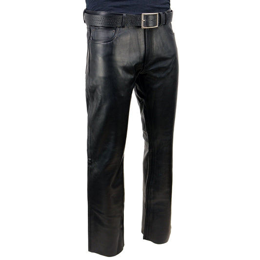 Milwaukee Leather LKM5790 Men's Black Classic 5 Pocket Casual Motorcycle Leather Pants