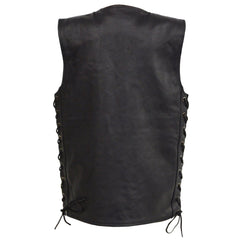 Milwaukee Leather LKY3870 Youth Size Black Leather Biker Style Vest with Snap Front and Side Laces