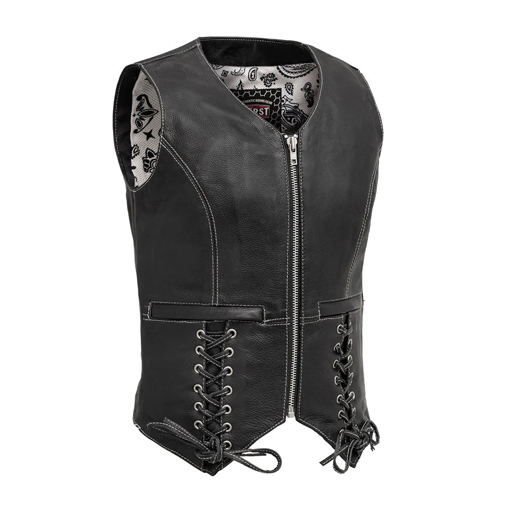 FIL578CDM-Love Lace Women's Motorcycle Leather Vest