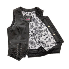 FIL578CDM-Love Lace Women's Motorcycle Leather Vest