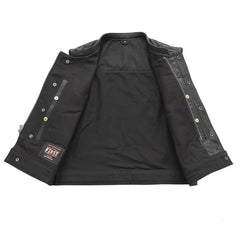FIM650TWILL-Lowrider Men's Motorcycle Leather/Twill Vest
