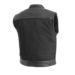 FIM650TWILL-Lowrider Men's Motorcycle Leather/Twill Vest