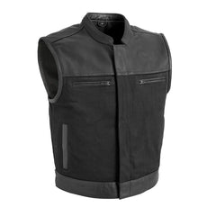 FIM650TWILL-Lowrider Men's Motorcycle Leather/Twill Vest