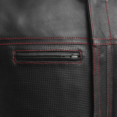 FIM650PERF-BLKRD-Lowrider Perforated Men's Leather Vest