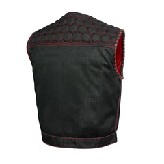FIM059MESH-BLKRD-Lowside Hornet Moto Mesh Men's Club Style Vest