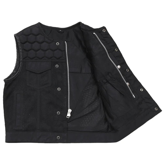 FIM059MESH-BBLK-Lowside Hornet Moto Mesh Men's Club Style Vest