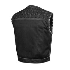 FIM059MESH-BLKWH-Lowside Hornet Moto Mesh Men's Club Style Vest