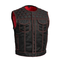 FIM059MESH-BLKRD-Lowside Hornet Moto Mesh Men's Club Style Vest