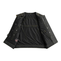 FIM059PERF-BLKGL-Lowside Hornet Perforated Men's Club Style Leather Vest