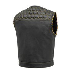 FIM059PERF-BLKGL-Lowside Hornet Perforated Men's Club Style Leather Vest