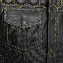 FIM059PERF-BLKGL-Lowside Hornet Perforated Men's Club Style Leather Vest