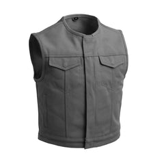 FIM659CNV-GRY-Lowside Men's Motorcycle Canvas Vest (Grey)