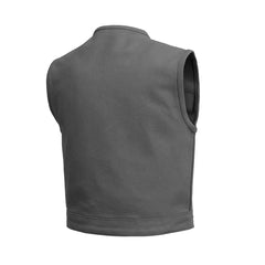 FIM659CNV-GRY-Lowside Men's Motorcycle Canvas Vest (Grey)