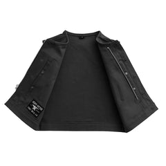 FIM659CNV-Lowside Black Men's Motorcycle Canvas Vest