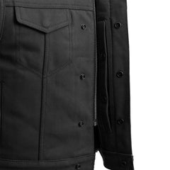 FIM659CNV-Lowside Black Men's Motorcycle Canvas Vest