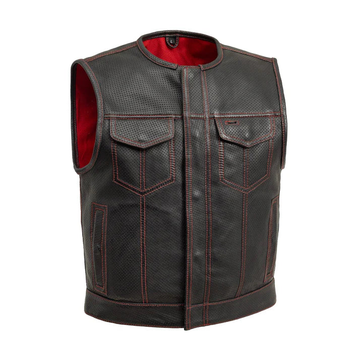 FIM059MESH-BLKRD-Lowside Hornet Moto Mesh Men's Club Style Vest