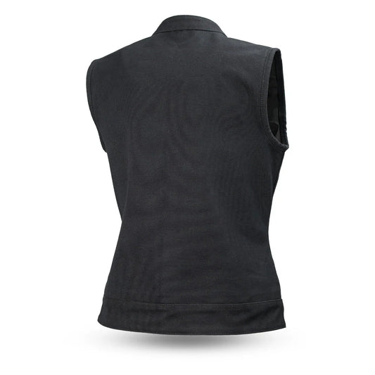 FIL516CNVS-Ludlow Women's Motorcycle Canvas Vest