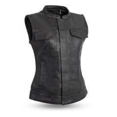 FIL516SDC-Ludlow Women's Motorcycle Leather Vest