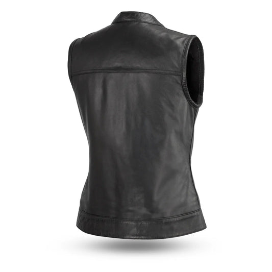 FIL516SDC-Ludlow Women's Motorcycle Leather Vest