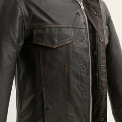 FIM406CH-Maduro - Men's Motorcycle Leather Shirt